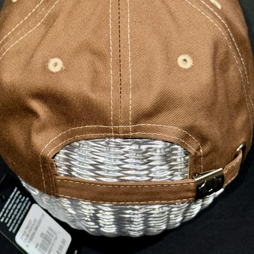 True Religion Brown Hat with White and Gold Embroidery